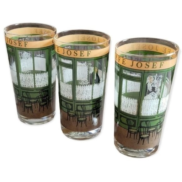 VINTAGE Cafe Josef French Waiter Bar Glasses Collins Style Set of 3 - Picture 5 of 5